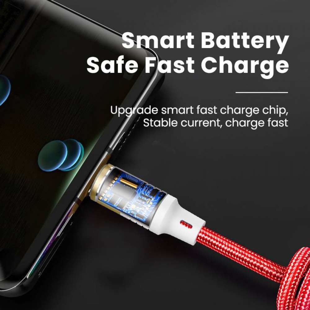 USB-A auf USB-C Stretch-Kabel (bis zu 1M) aus geflochtenem Nylon mehrfarbig rainbow
