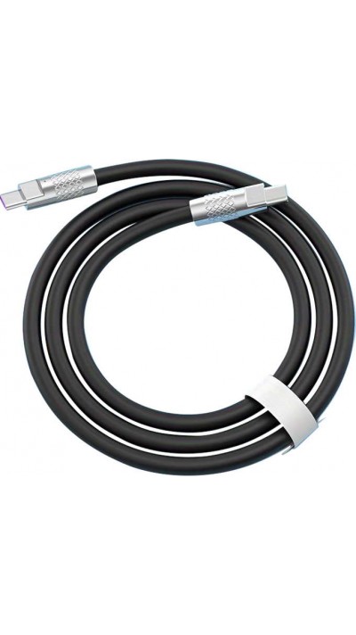 USB-C zu USB-C Ladekabel (2m) robust und bunt mit stylischem Kopf aus Aluminium - Schwarz