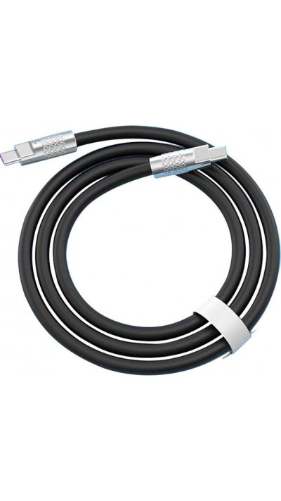 Câble USB-C vers USB-C (2m) robuste et coloré avec tête designen aluminium - Noir