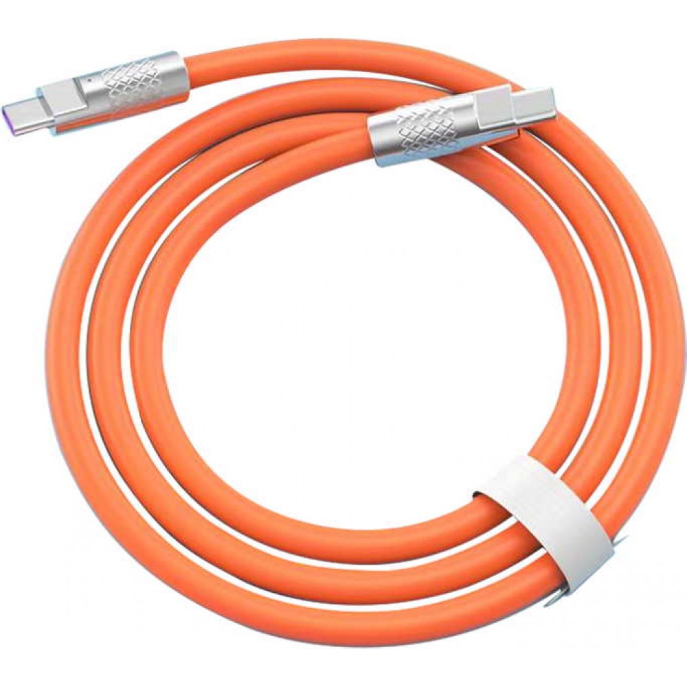 Câble USB-C vers USB-C (2m) robuste et coloré avec tête designen aluminium - Orange