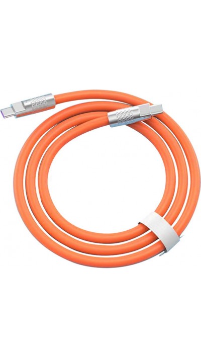 USB-C zu USB-C Ladekabel (2m) robust und bunt mit stylischem Kopf aus Aluminium - Orange