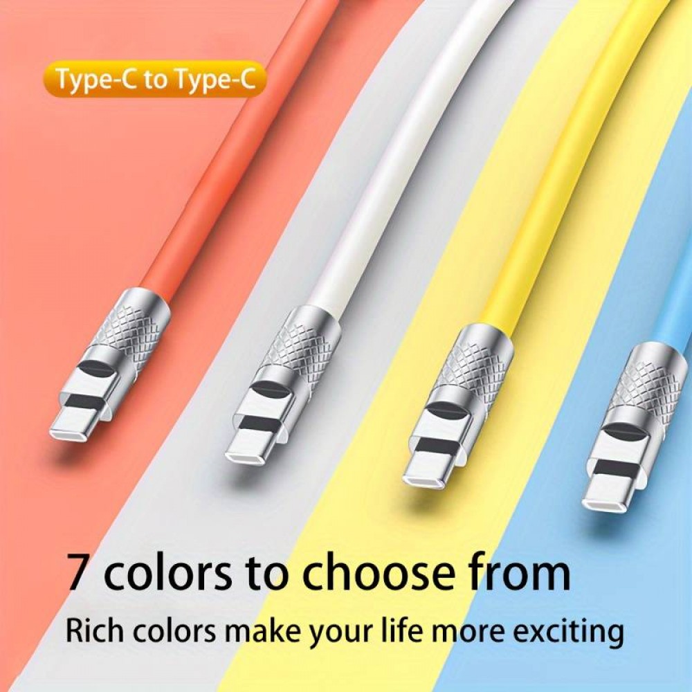 Câble USB-C vers USB-C (2m) robuste et coloré avec tête designen aluminium - Orange