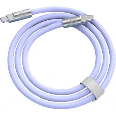 USB-C zu USB-C Ladekabel (2m) robust und bunt mit stylischem Kopf aus Aluminium - Violett