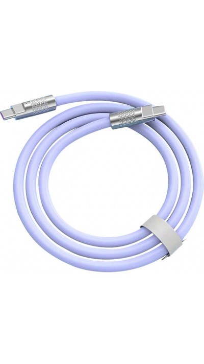 USB-C zu USB-C Ladekabel (2m) robust und bunt mit stylischem Kopf aus Aluminium - Violett