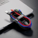 USB-Kabel 4 in 1 (1x Lightning, 2x USB-C, 1x Micro USB) geflochten Nylon 3.5A (1.2 m) - Schwarz