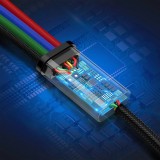 USB-Kabel 4 in 1 (1x Lightning, 2x USB-C, 1x Micro USB) geflochten Nylon 3.5A (1.2 m) - Schwarz