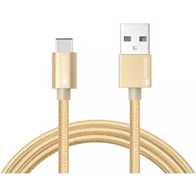 Câble chargeur (1 m) USB-A vers USB-C - Nylon PhoneLook - Or