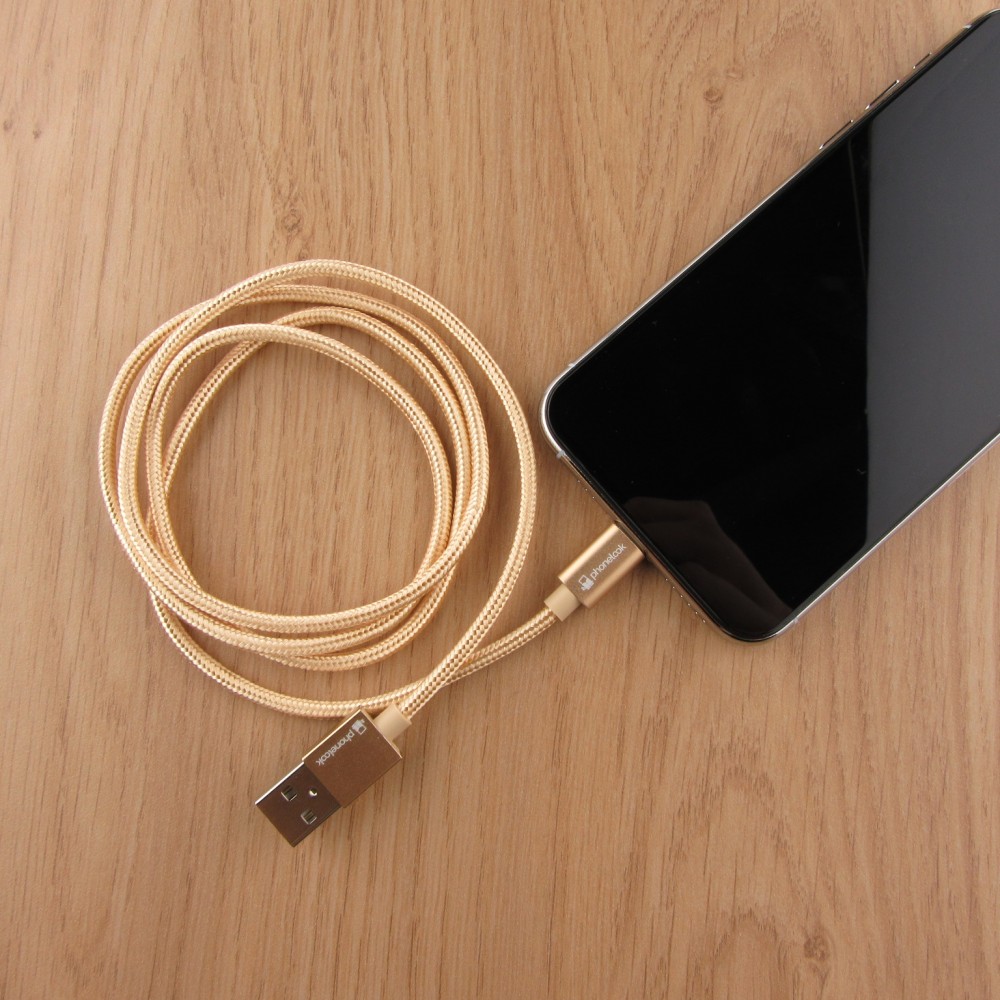 Câble chargeur (1 m) USB-C vers USB-A - Nylon PhoneLook - Or