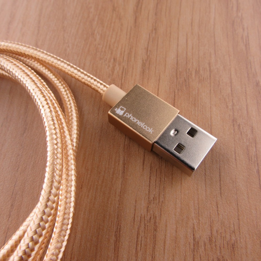 Câble chargeur (1 m) USB-C vers USB-A - Nylon PhoneLook - Or