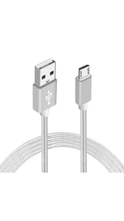 Câble chargeur (1 m) USB-C vers USB-A Nylon metal - Argent