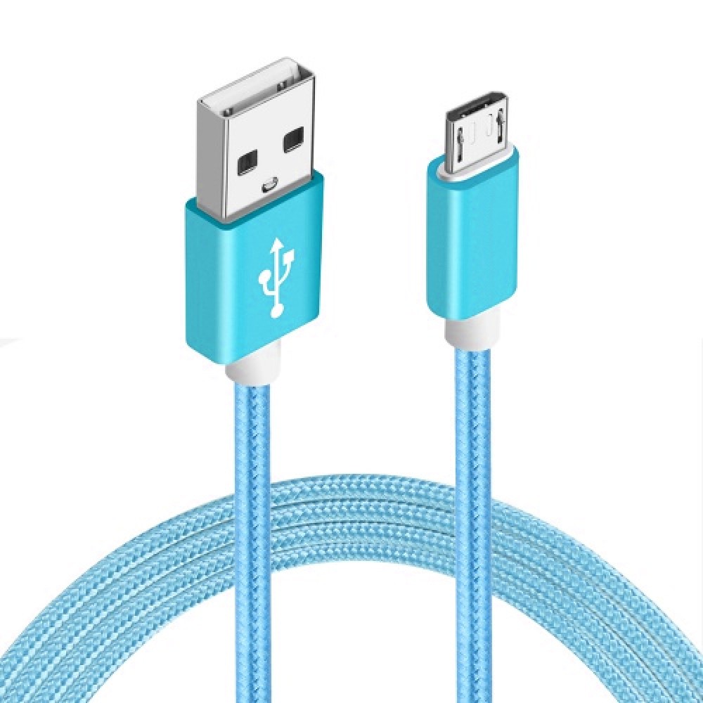 Câble chargeur (1 m) Micro-USB vers USB-A - Nylon metal - Bleu
