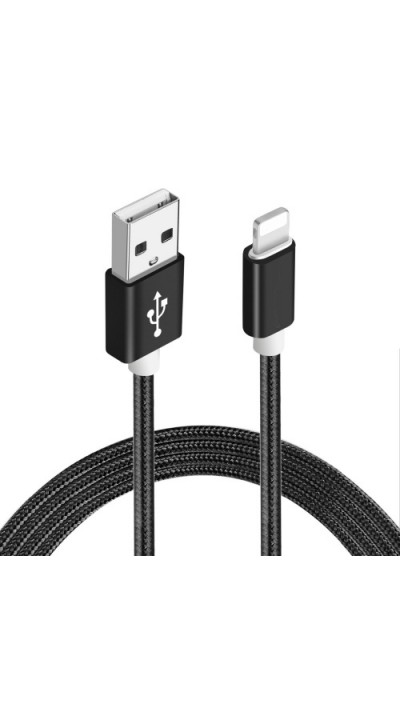 Câble chargeur (1 m) Micro-USB vers USB-A - Nylon metal - Noir