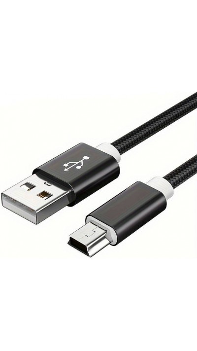 Câble chargeur (1 m) Mini-USB vers USB-A - Nylon metal - Noir - Noir