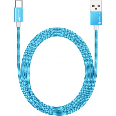 Câble chargeur (1.5 m) USB-A vers USB-C - Nylon PhoneLook - Bleu clair