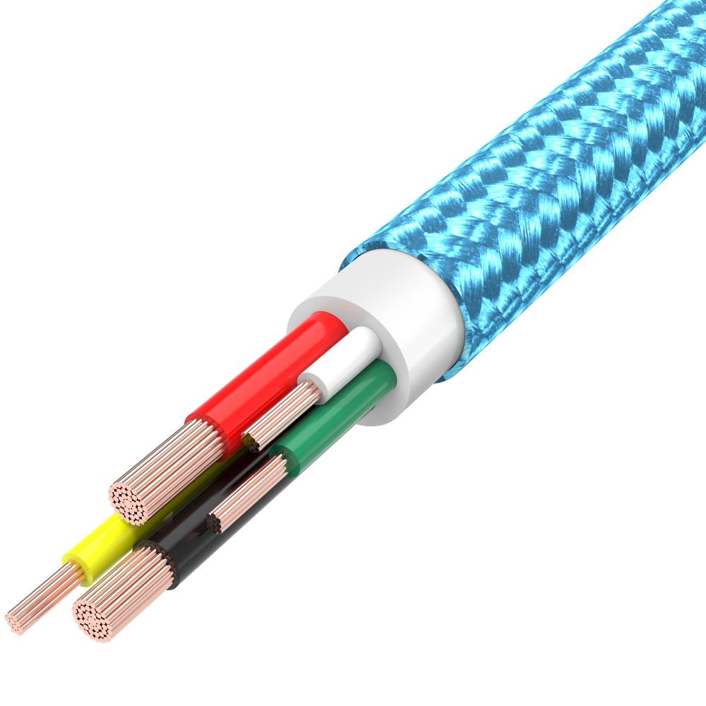 Câble chargeur (1.5 m) USB-A vers USB-C - Nylon PhoneLook - Bleu clair