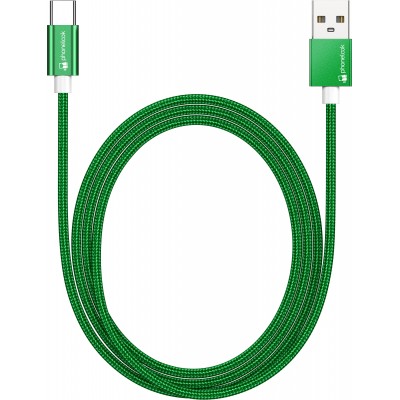 Câble chargeur (1.5 m) USB-A vers USB-C - Nylon PhoneLook - Vert foncé