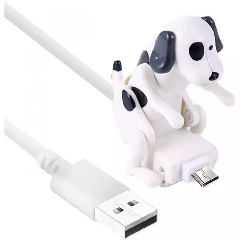 Câble chargeur (1 m) USB-C vers USB-A - chien excité qui bouge - Blanc