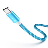 Câble chargeur (1.5 m) USB-C vers USB-C - Nylon PhoneLook - Bleu clair
