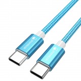 Câble chargeur (1.5 m) USB-C vers USB-C - Nylon PhoneLook - Bleu clair