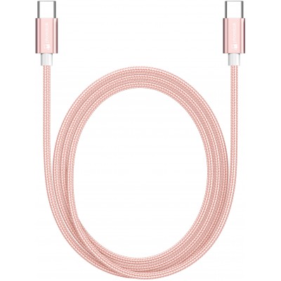 Câble chargeur (1.5 m) USB-C vers USB-C - Nylon PhoneLook - Rose clair