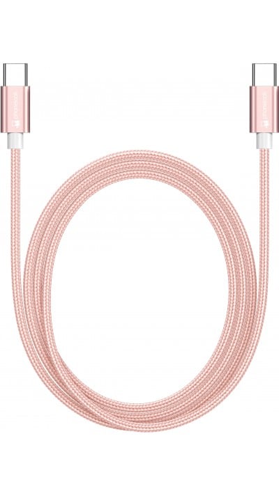 Câble chargeur (1.5 m) USB-C vers USB-C - Nylon PhoneLook - Rose clair
