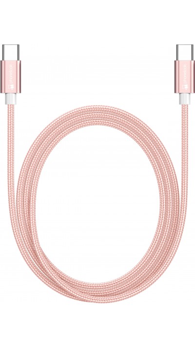 Câble chargeur (1.5 m) USB-C vers USB-C - Nylon PhoneLook - Rose clair