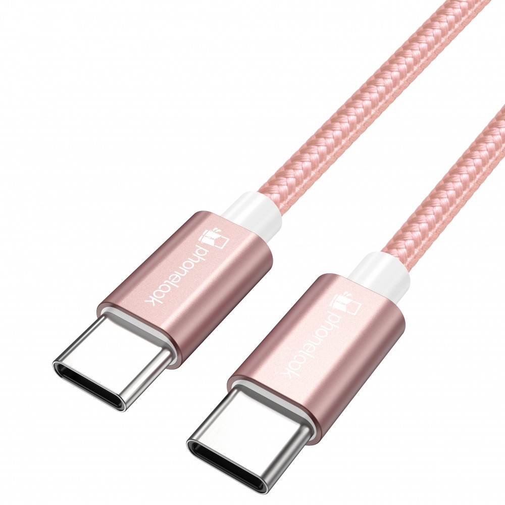 Ladekabel (1.5 m) USB-C auf USB-C - Nylon PhoneLook - Hellrosa