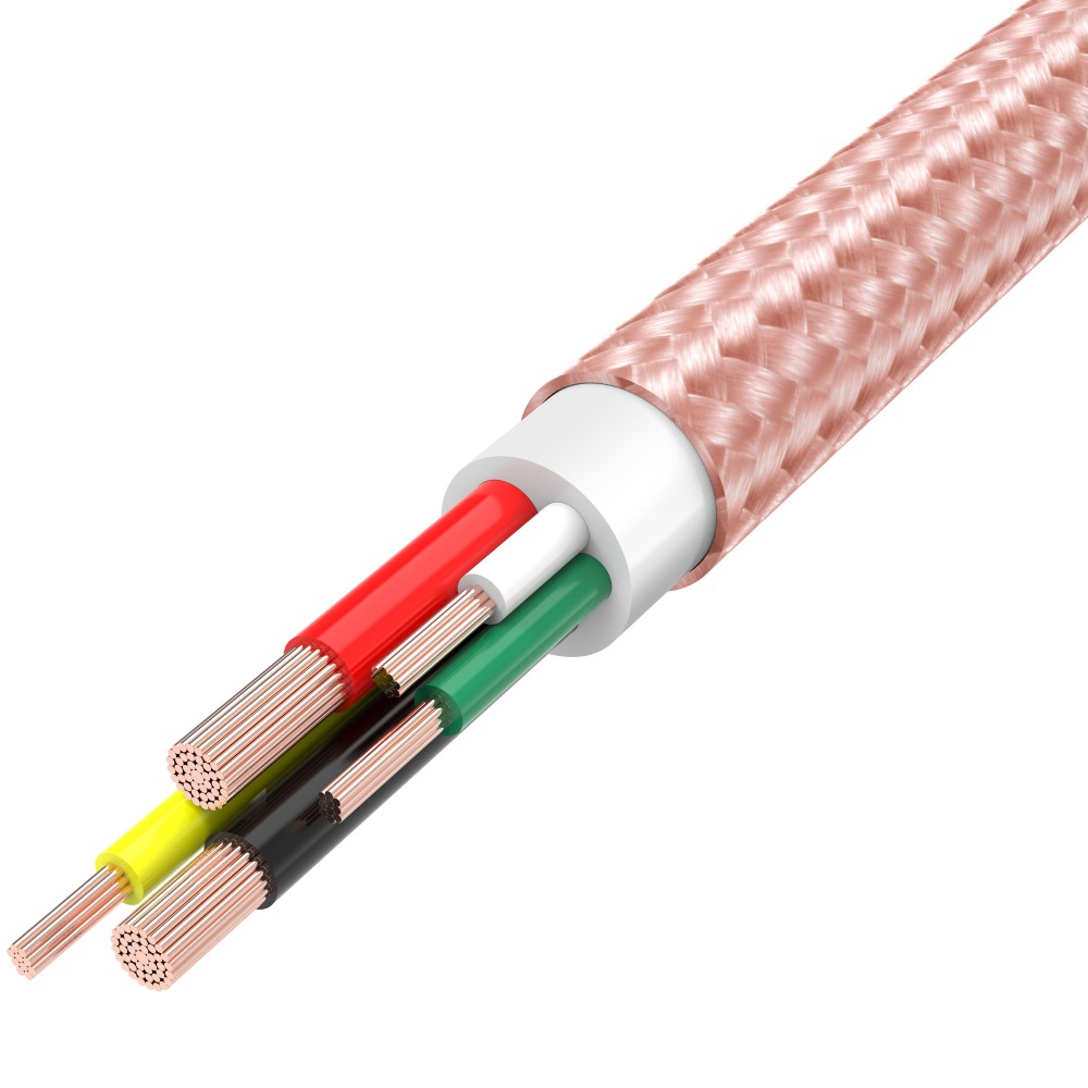 Câble chargeur (1.5 m) USB-C vers USB-C - Nylon PhoneLook - Rose clair