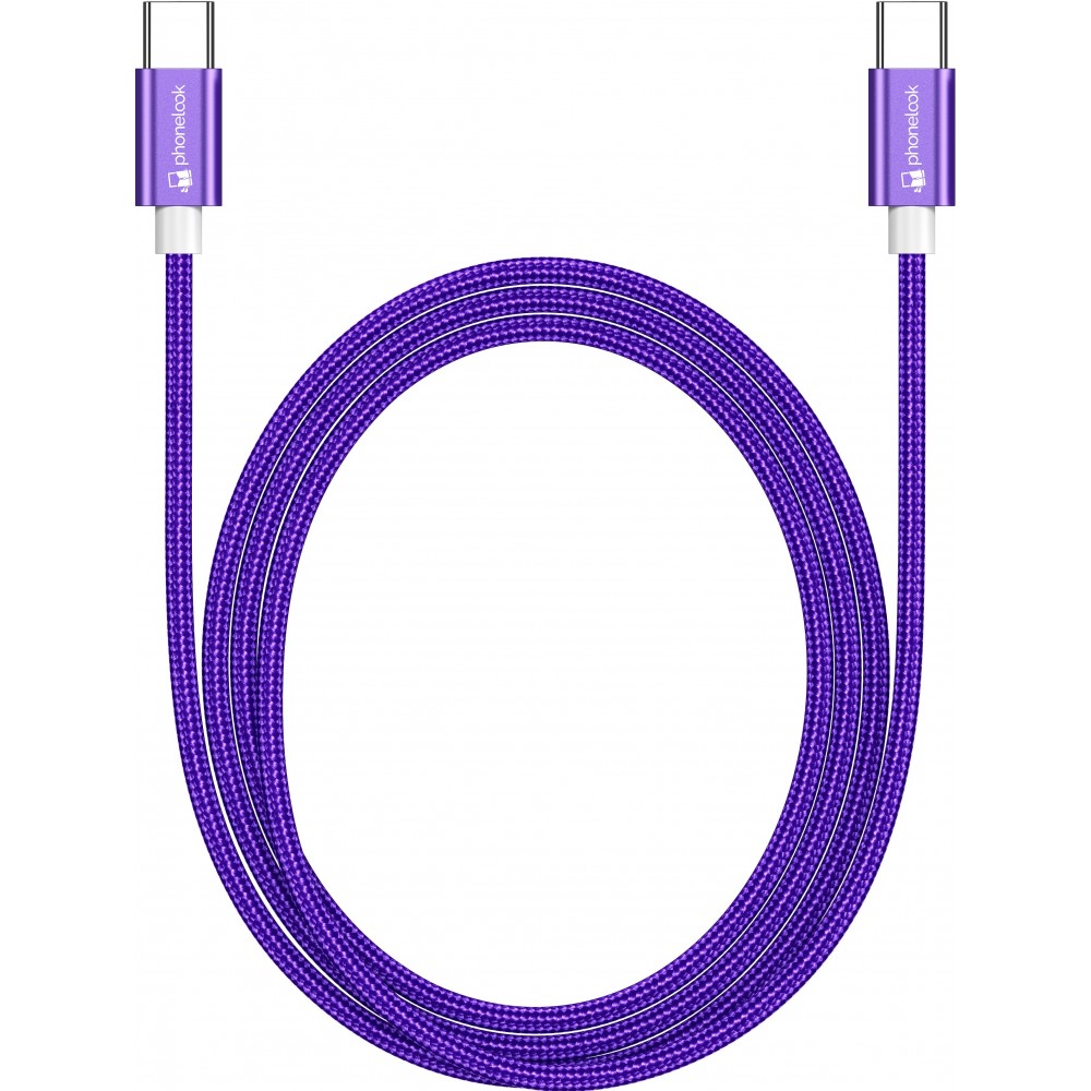 Câble chargeur (1.5 m) USB-C vers USB-C - Nylon PhoneLook - Violet