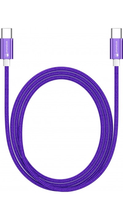 Câble chargeur (1.5 m) USB-C vers USB-C - Nylon PhoneLook - Violet