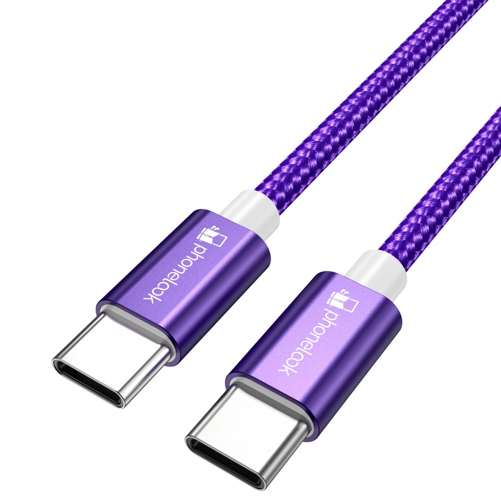 Câble chargeur (1.5 m) USB-C vers USB-C - Nylon PhoneLook - Violet