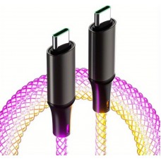 Ladekabel USB-C zu USB-C 66W 1 Meter mit LED-Licht Stromfluss - Multicolor