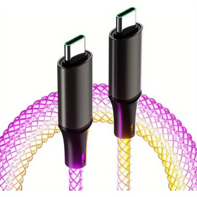 Ladekabel USB-C zu USB-C 66W 1 Meter mit LED-Licht Stromfluss - Multicolor