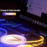 Câble de charge 66W USB-C à USB-C 1 mètre avec lumière LED flux de courant - Multicolor