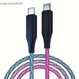 Ladekabel USB-C zu USB-C 66W 1 Meter mit LED-Licht Stromfluss - Multicolor