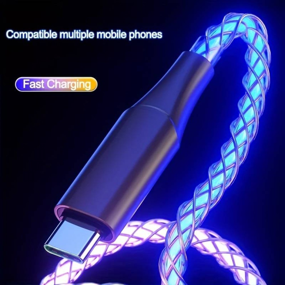 Câble de charge 66W USB-C à USB-C 1 mètre avec lumière LED flux de courant - Multicolor