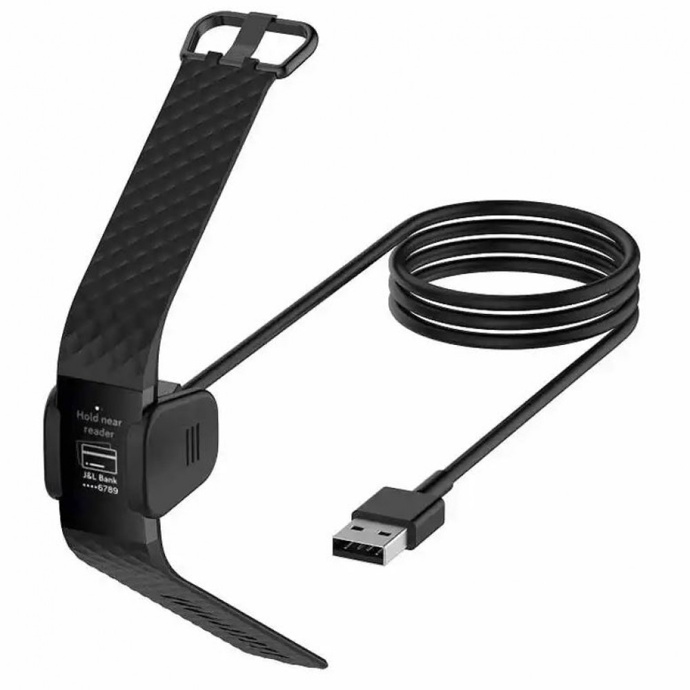 1 Meter Ladekabel Ladegerät USB für Fitbit 3/4 - Schwarz - Fitbit Charge 3 / 4