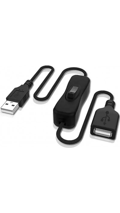 Câble de connexion USB-A avec interrupteur On & Off pour contrôler alimentation - Noir