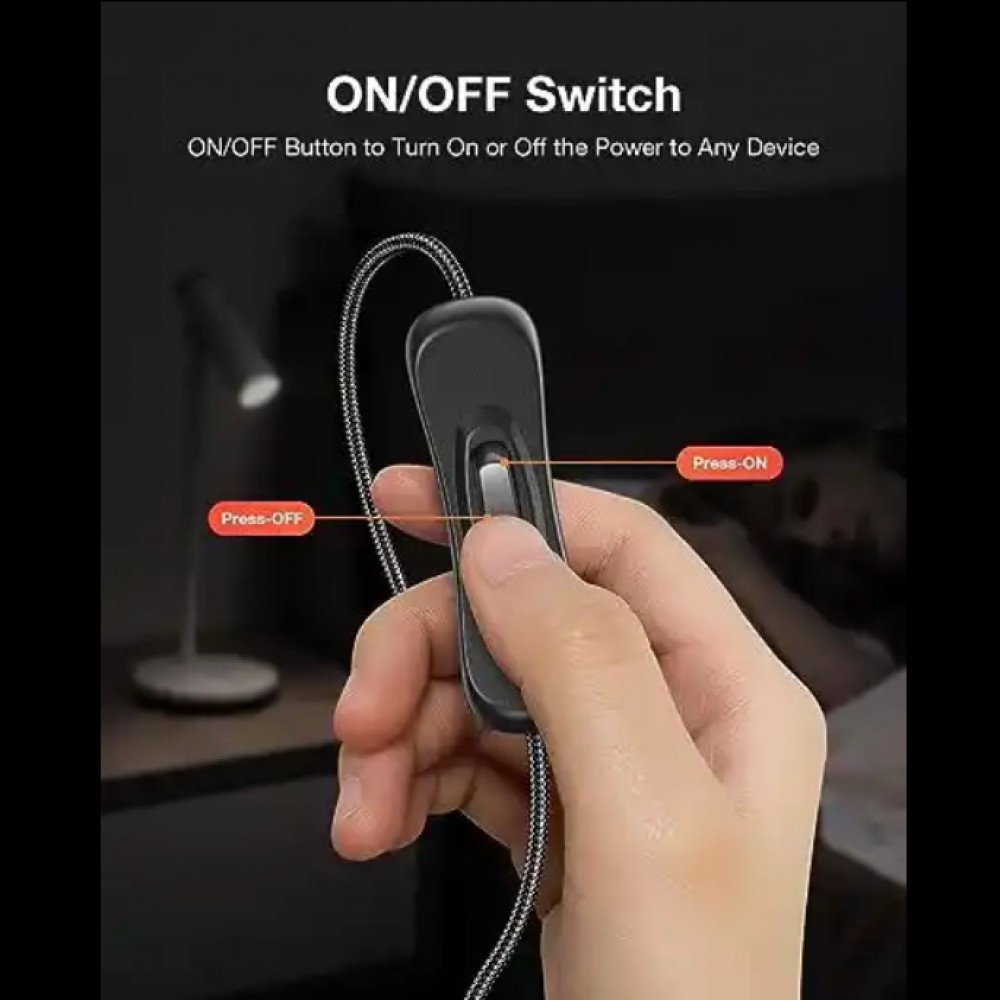 USB-A Verbindungskabel mit On & Off Switch für Kontrolle der Stromzufuhr - Schwarz