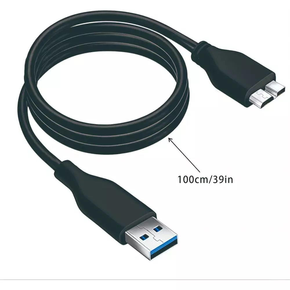 USB A 3.0 zu Micro USB B Datenkabel schnell (4,8 Gbps) f&uuml;r externe Festplatten (1 m) - Schwarz
