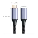 USB-C (Eingang) auf USB-C (Ausgang) Nylon Verlängerungskabel 2 Meter - Schwarz