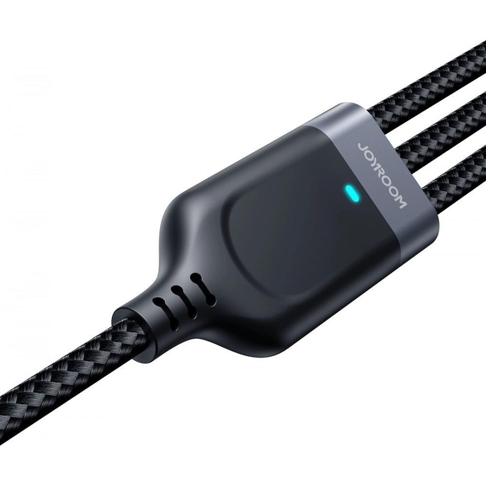 Joyroom Multi-Usage S-A18 3-in-1 Nylon Kabel USB-A zu Lightning / USB-C / Micro USB - Schwarz (30 cm)