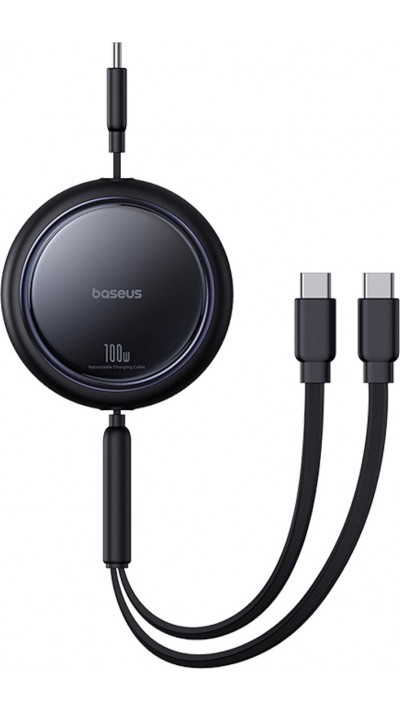 Câble rétractable 2x USB-C 100W (1 m) Baseus Bright Mirror Series - Noir