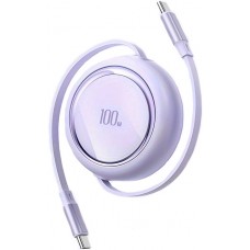 Câble rétractable double Type USB-C avec charge rapide QC3.0 100W - Violet