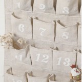 Adventskalender Merry Christmas mit Taschen 1 bis 24 aus Stoff zum Aufhängen