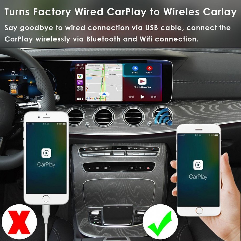 Android auto noir - Carplay – Mini boîtier AI pour Apple CarPlay