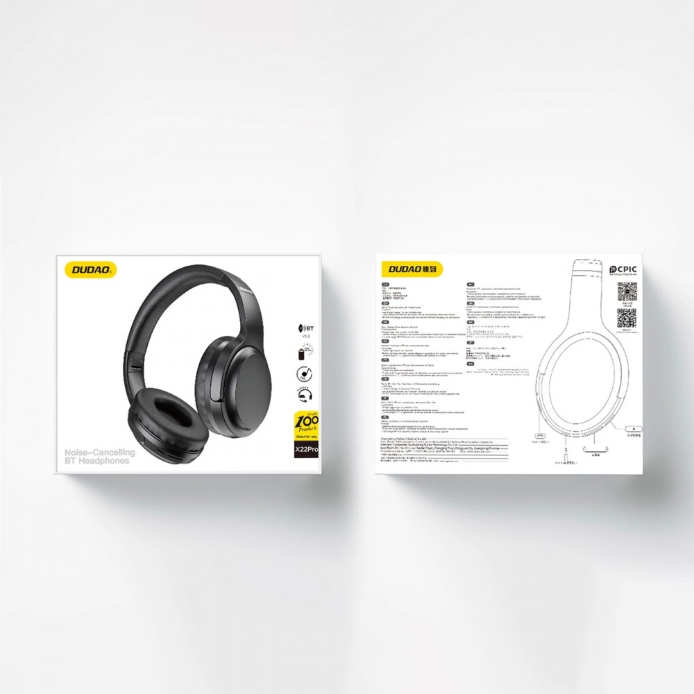 Dudao X22Pro On-Ear Kabellose Bluetooth 5.3 Kopfhörer Hochwertiger Klang Ergonomisches Design - Schwarz