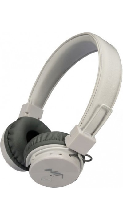 NIA X3 - Casque Bluetooth sans fil On-Ear basses profondes et connexion SD/AUX - Blanc