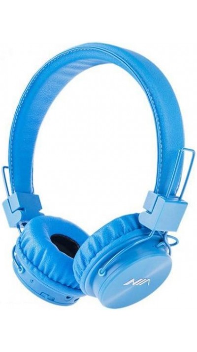 NIA X3 - Casque Bluetooth sans fil On-Ear basses profondes et connexion SD/AUX - Bleu