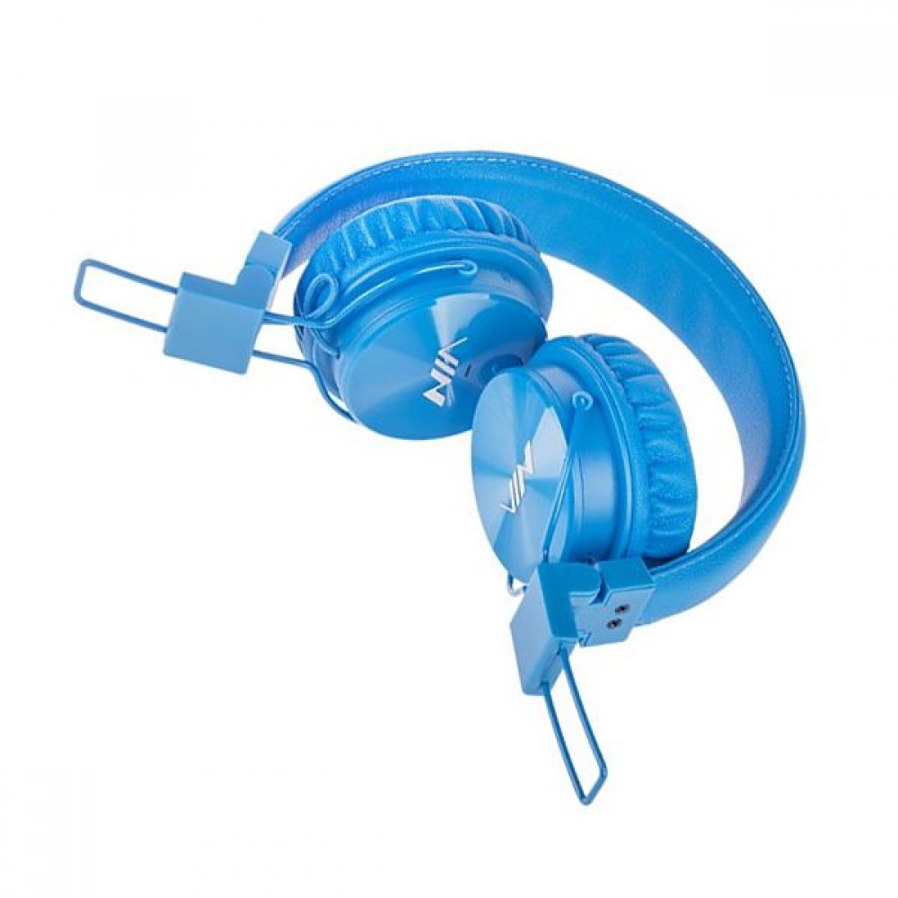 NIA X3 - Kabellose Bluetooth Kopfhörer On-Ear tiefer Bass Inkl. AUX/SD Karten Anschluss - Blau